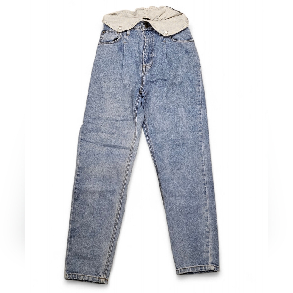 Urban Outfitters BDG High Rise Pleated Fold Over Mom Jeans In Blue Size 27 - Picture 3 of 11